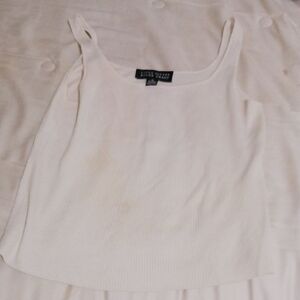 Ellen Tracy Cream Sleeveless Crop Tank Top